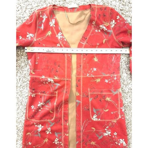 Solitaire Women Floral Boho Faux Suede Open Front Cardigan, Kimono, Jacket S - Picture 6 of 7